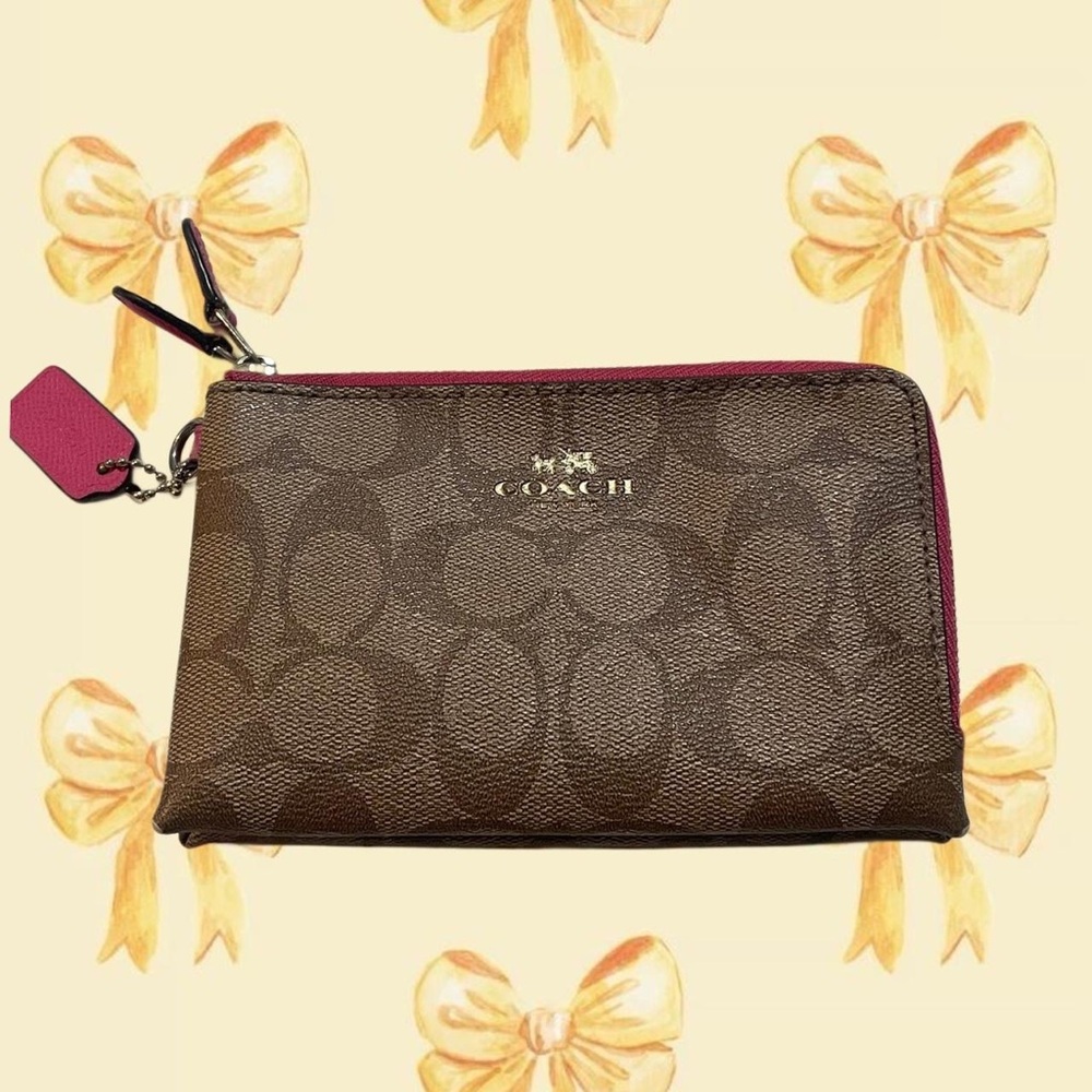 Coach Brown Wallet with Signature Print